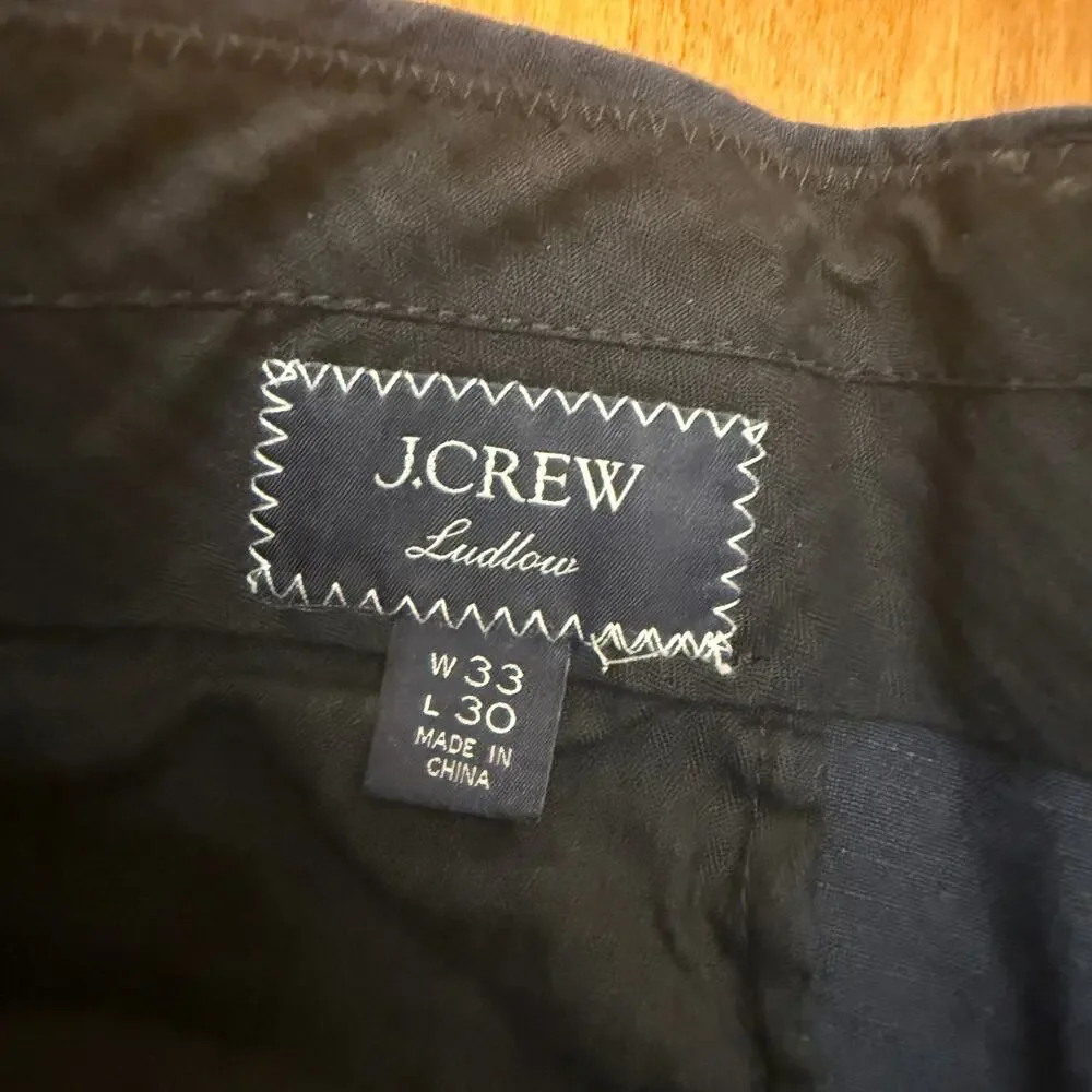J. Crew Ludlow Slim Fit pants Navy 33X30 Baird McNutt Irish Linen old money